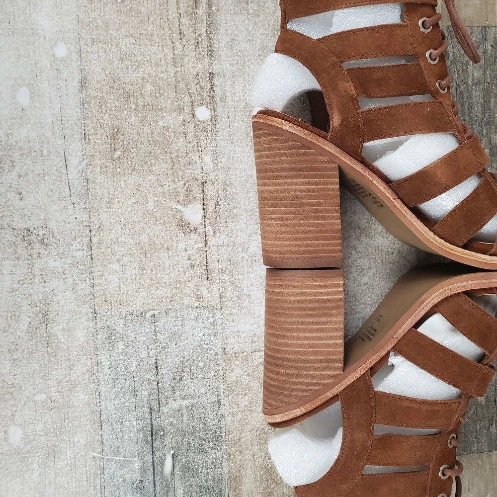 Steve Madden Cecilia Sandals Womens Sz 6.5 M Brown Suede Block Heel Strappy